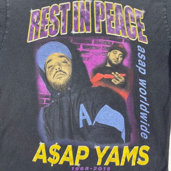 ASAP Worldwide A$AP Yams Mob Rest in Peace Memorial Rap T Shirt Mens Large Black - Picture 3 of 8